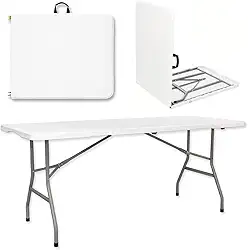 Mesa Dobrável Retangular Vira Maleta Portátil com Alça 1,80m para Áreas Internas e Externas