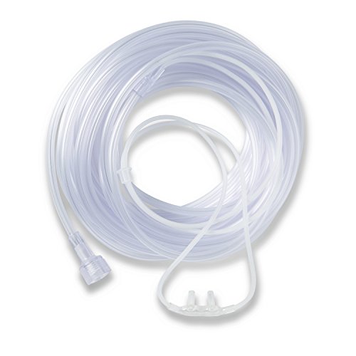 Medline HCSU4514S Supersoft Nasal Oxygen Cannula, Universal Connector, 7-Foot Tubing, Adult Size, Pack of 50