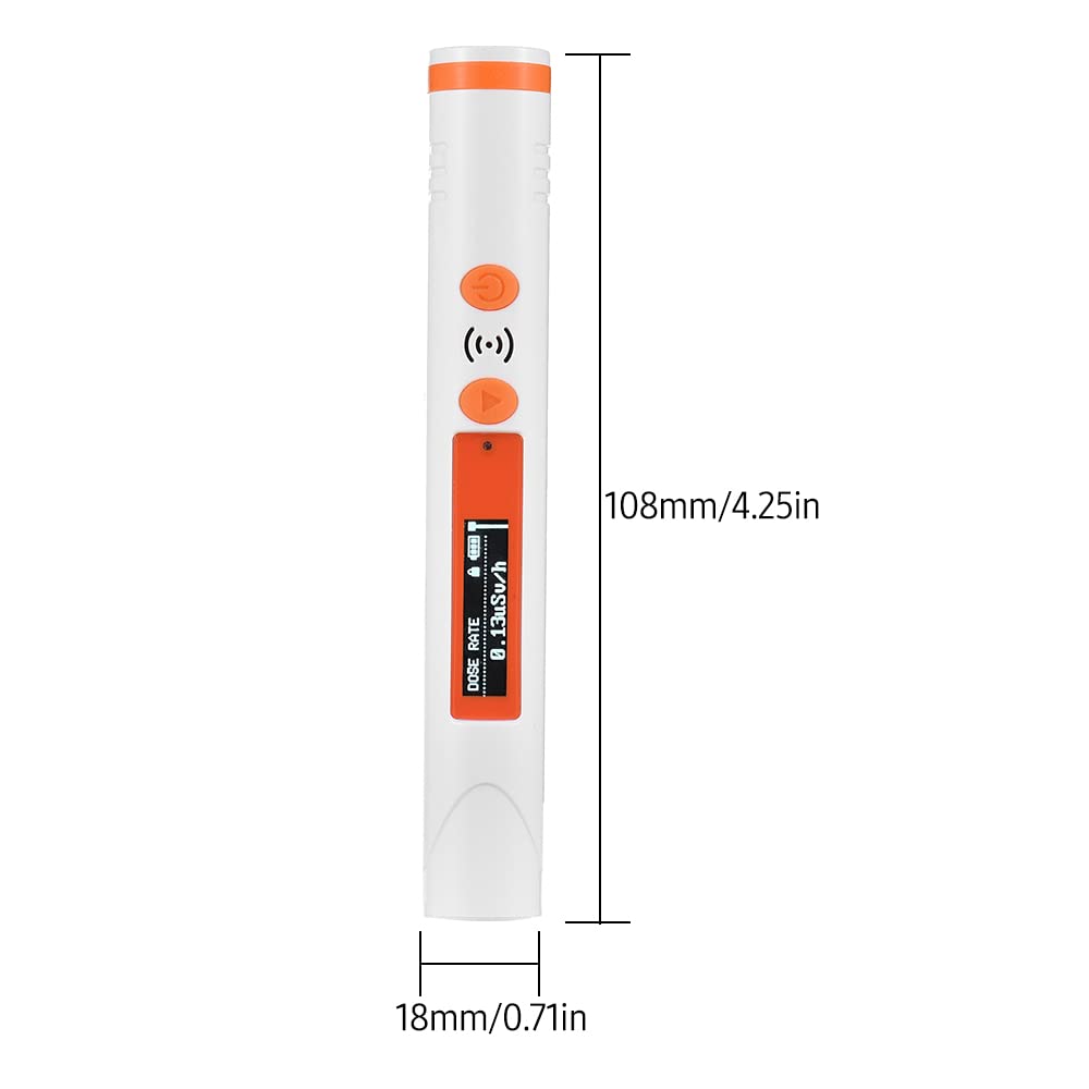 Radiation Dosimeter Rechargeable Counter Nuclear Radiation Detector Tube X/Y/β Rays Monitor with Night Visual OLED Screen 48mm Tube