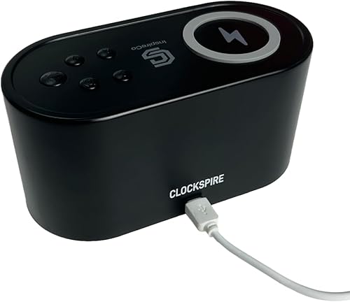 Miniatura 9 de InspireCo Reloj despertador digital Clockspire con el único reloj que muestra cotizaciones, carga inalámbrica, regulable, ideal para dormitorio u