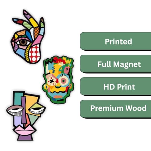 Image of Zesta Wooden Fridge Magnets Set | Refrigerator Decor Magnets for Kitchen | India Souvenir Fridge Magnet Collection | Wooden Magnet for Fridge Door Decoration (Abstract Arts)