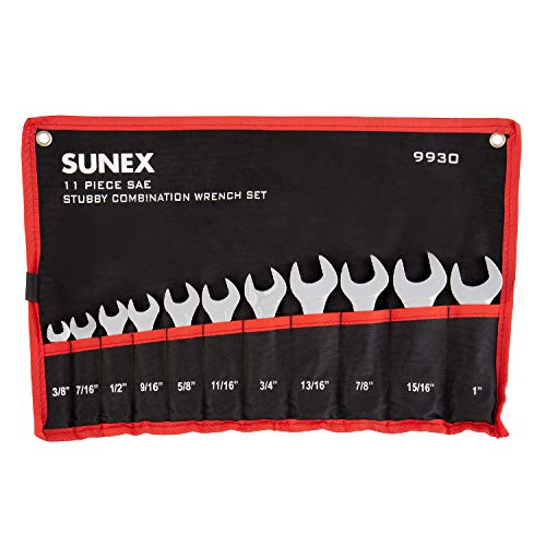 Sunex Tools 9930 SAE Stubby Combination Wrench Set, 3/8-Inch - 15/15-Inch, 11-Piece #1