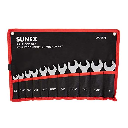 Sunex Tools 9930 SAE Stubby Combination Wrench Set, 3/8-Inch - 15/15-Inch, 11-Piece