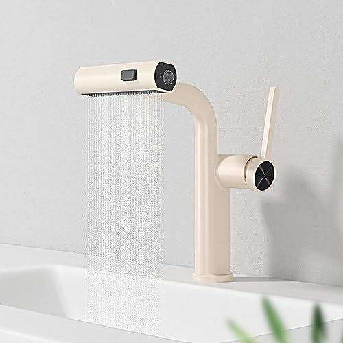 Grifo extraíble de baño con 3 funciones de chorro para lavabo monomando gris 4