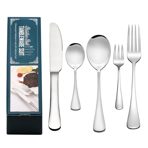 Cutlery Set, 20 Piece Stainless Steel Flatware Set Tableware Silv...