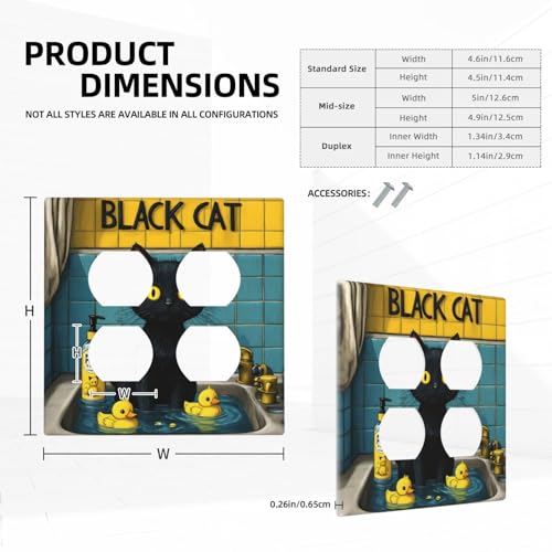 Decorative Outlet Covers Novelty Black Cat Funny Duck Bath 2 Gang Wall Plate Cover Double Duplex Receptacle Two Switch Light Switch Cover Plate Jumbo Dual Faceplate