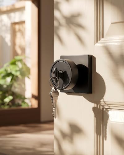 Image of Goldenwarm Black Entry Door Knob with Lock and Key, Zinc Alloy Keyed Alike Exterior Door Knobs for Front Door, 2 Pack