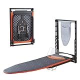 Wall Mounted Ironing Board with Iron Holder, 42 X 14 Compact Mount Foldable Ironing Board for Small Spaces, Space Saving with Cotton Fabric Cover and Silicone Iron Rest