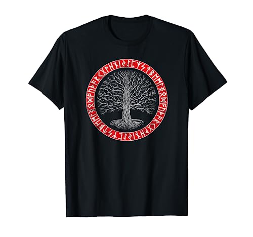 Vintage viking tree yggdrasil valhalla midgard norse odin t-shirt