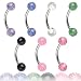 Multipak Colored Set of 7 Glitter Curved Eyebrow 16g 316L Stainless Steel Bar Barbell Ring