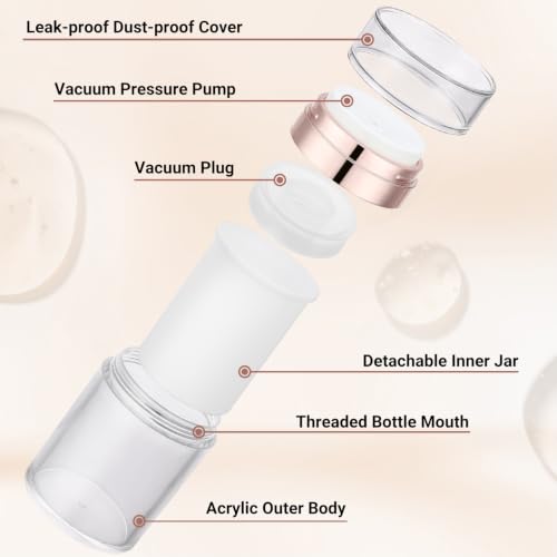 Image of Segbeauty 3.4oz 4pcs Airless Pump Jar Refillable, Rose Gold Vacuum Bottles | 100ml Empty Plastic Containers Jars for Creams, Travel Size Lotion Dispenser Bottles for Essential Oils Moisturizer Makeup
