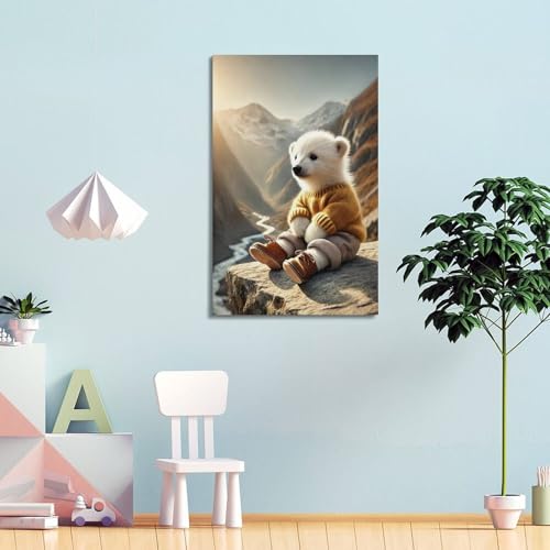 Impression sur toile ours polaire WIZIGM œuvre d'art murale de qualité premium