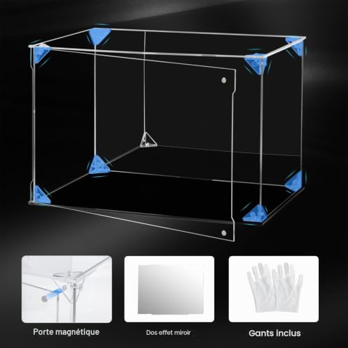 FHMIDIC Boîte de Présentation en Acrylique, Vitrine Transparente avec Fond Miroir, Vitrine Anti-Poussière en Alternative au Verre pour Objets de Collection, Modèles, Figurines, Lego, Jouets – vue 3