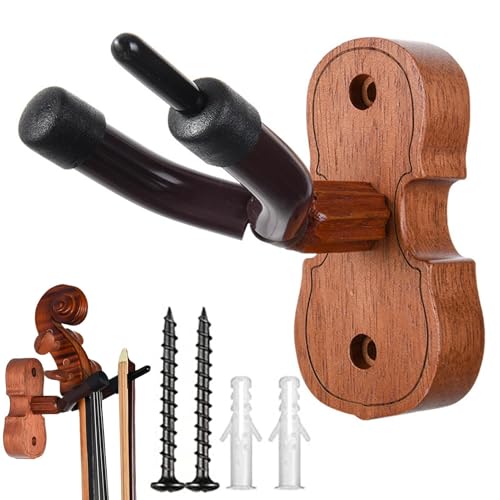 Colgador para violín, 3.74 pulgadas, gancho para violín, colgador de guitarra, exhibición de instrumentos de montaje en pared, construcción de madera de caoba, diseño duradero y elegante para violines