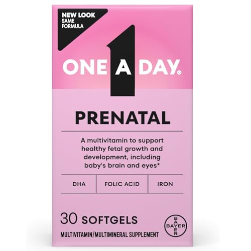 Image of One A Day Women's Prenatal 1 Multivitamin, Supplement for Before, During, and Post Pregnancy, including Vitamins A, C, D, E, B6, B12, and Omega-3 DHA, 30 Count