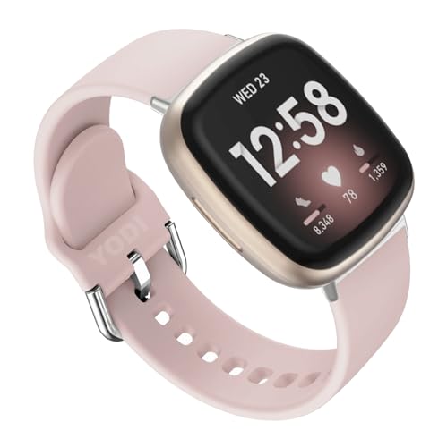 Image of YODI Watch Band Compatible with Fitbit Versa 4 / Fit bit Versa 3 / Fitbit Sense /Sense 2 Band, Soft Replacement Silicone Wristband for Women Flexible Waterproof Sport Watch Strap for Men Large