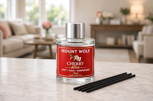 Image of Cherry Vanilla Reed Diffuser 50ml - Premium Room Freshener with 5 Black Reed Sticks | Long-Lasting Sweet & Calming Fragrance for Home, Office, Bathroom & Car