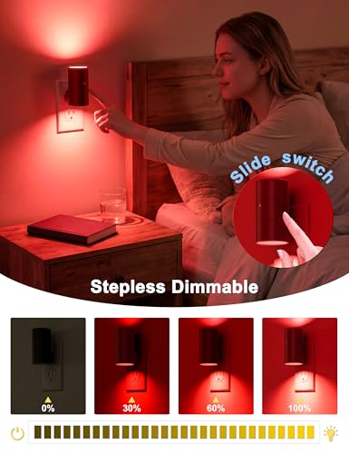 Image of VOLISUN Red Night Light Plug into Wall, LED Night Lights with Light Sensor, Sleep Aid Red, Dimmable Night Light for Christmas, Holiday Decor, Hallway, Bedroom, 4 Pack