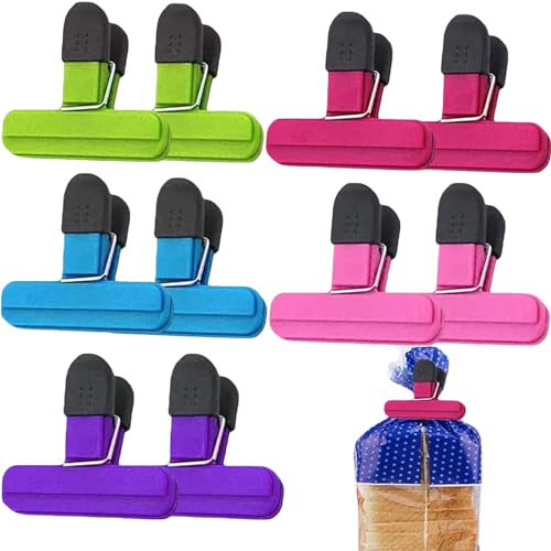 10 Pcs Multicoloured Food Clips for Storage - Freezer Bag Sealing Clips for Snacks Coffee Potato Chip Bags Frozen Food - Home Kitchen Office Camping