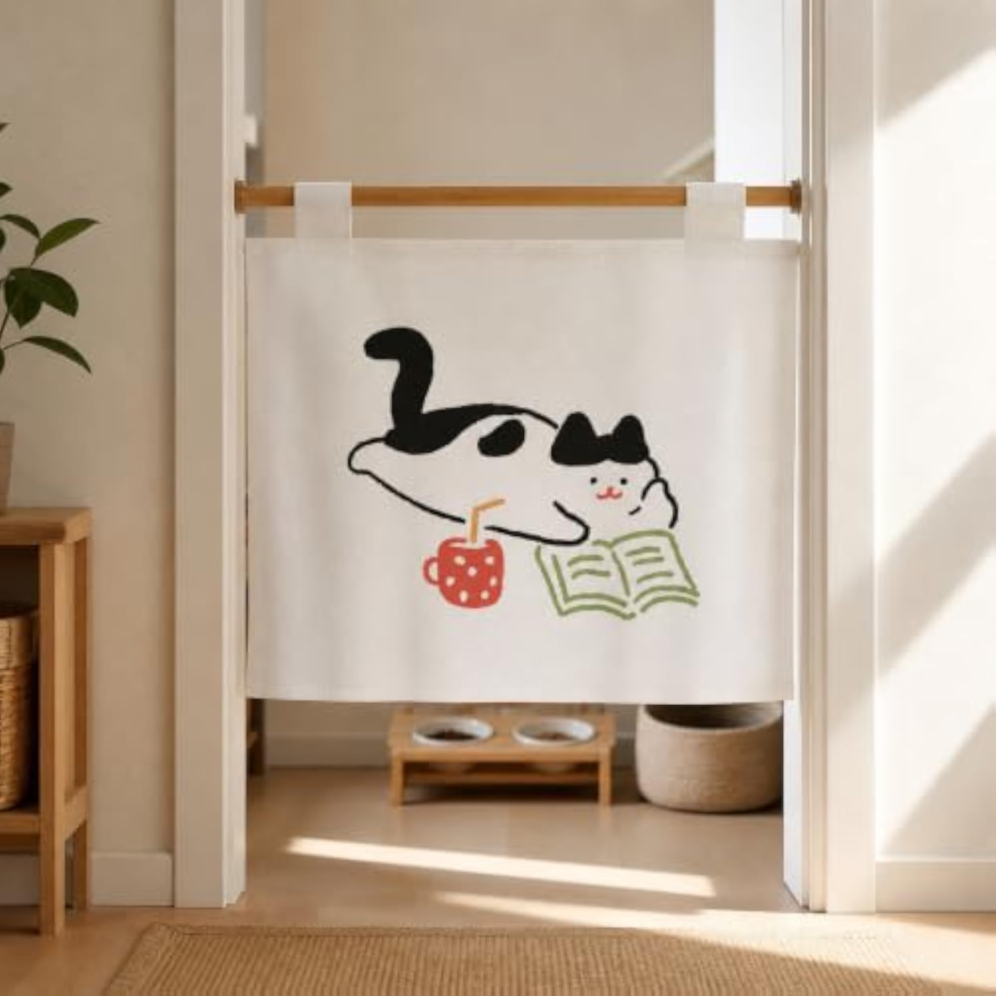 Cartoon Cat Door Curtain Pet Privacy Screen Hanging Decor