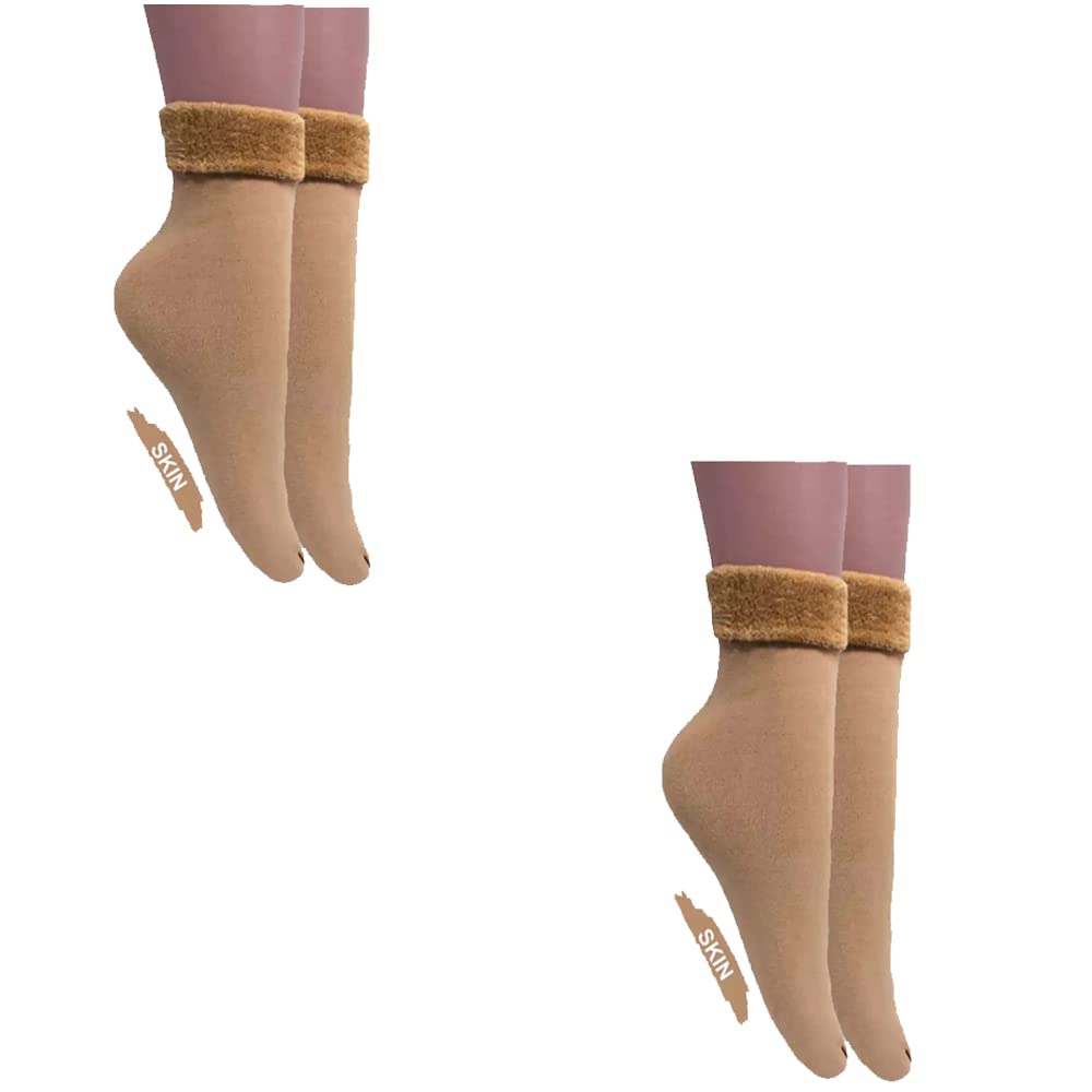 nicsy Ankle Calf length Socks Men,Women,Girls and Boys Winter Woolen Velvet Thermal Thumb Warm Fur Elastic Multicolor (Skin Pack 2) Free Size-picture-16