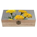 Bois naturel massif : notre grande boîte en bois imprimée souci avec couvercle à charnière est fabriquée en bois naturel de haute qualité et durable, compact et robuste avec une forte capacité de charge, pas facile à fissurer et à déformer. Le motif beau et unique sur la boîte, fabrication exquise, et l'apparence générale sont rétro et exquis.