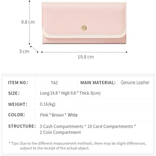 RFID Blocking Trifold Genuine Leather Wallet for Women Slim Travel Purse Clutch (White)2