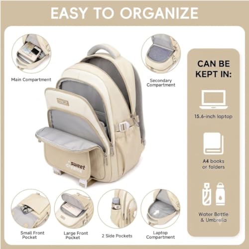 Image of Backpack Bags for Girls, Boys & Women With Multi-pockets, Laptop Bag with Large Capacity Bookbags Waterproof for School, Tuition, College, Camping, Travel