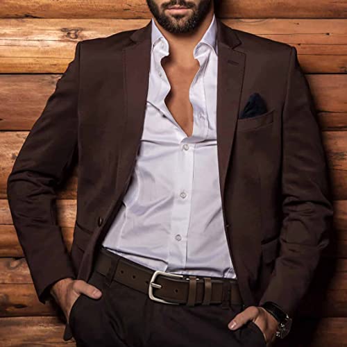 DOOPAI Mens Belt - Brown belt men，Leather Dress Belt Casual Wear Jeans Classic belt 1.25", Adjustable Trim to Fit Everywhere2