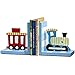 Wood Train Bookends Kids Nursery Chow Chow Train bookends Children Gift Idea (Blue)