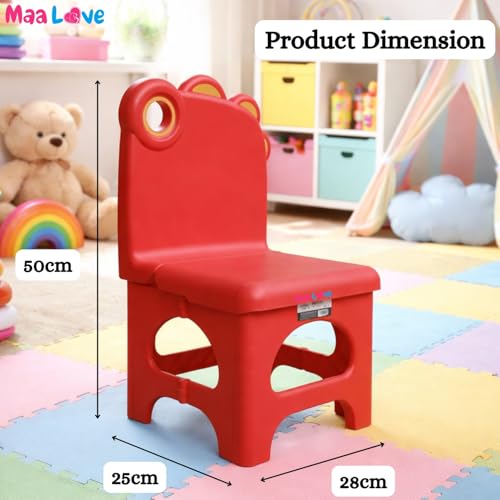 Image of Plastic Foldable Chair for Kids | School Study Chair for Indoor or Outdoor Use for Toddler Kids | Strong & Stable, Safe Rounded Edges | Capacity Up to 40 Kg (Red)