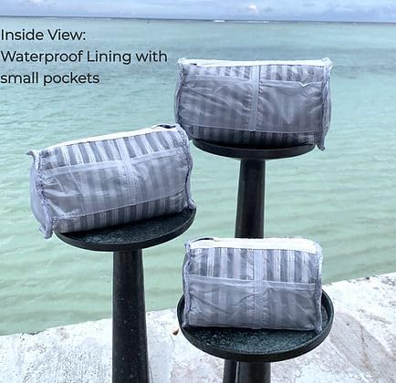 YILLE Set of 3 Pieces Block Printed Travel Organizer Kit Storage Bag for Women Makeup Bag Travel Cosmetic Bag (Orange fat tiger) - Image 4