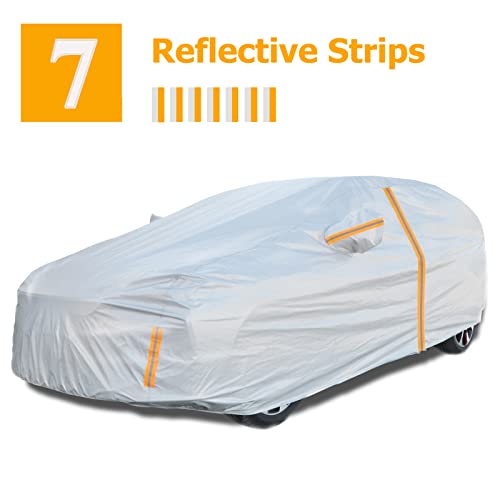 NUOMAN 6 Layers SUV Car Cover for Automobiles All Weather Waterproof,Outdoor Full Cover Sun Rain Hail UV Protection with Zipper Cotton,Universal Fit for SUV/Jeep A5 (Fit Length 188" to 192")