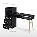 BarberPub Manicure Table with 3 Drawers & 4 Shelves, Nail Desk with Golden Handles and Legs, Nail Table for Nail Tech, Beauty Spa Workstation Equipment DC2605 (Black)