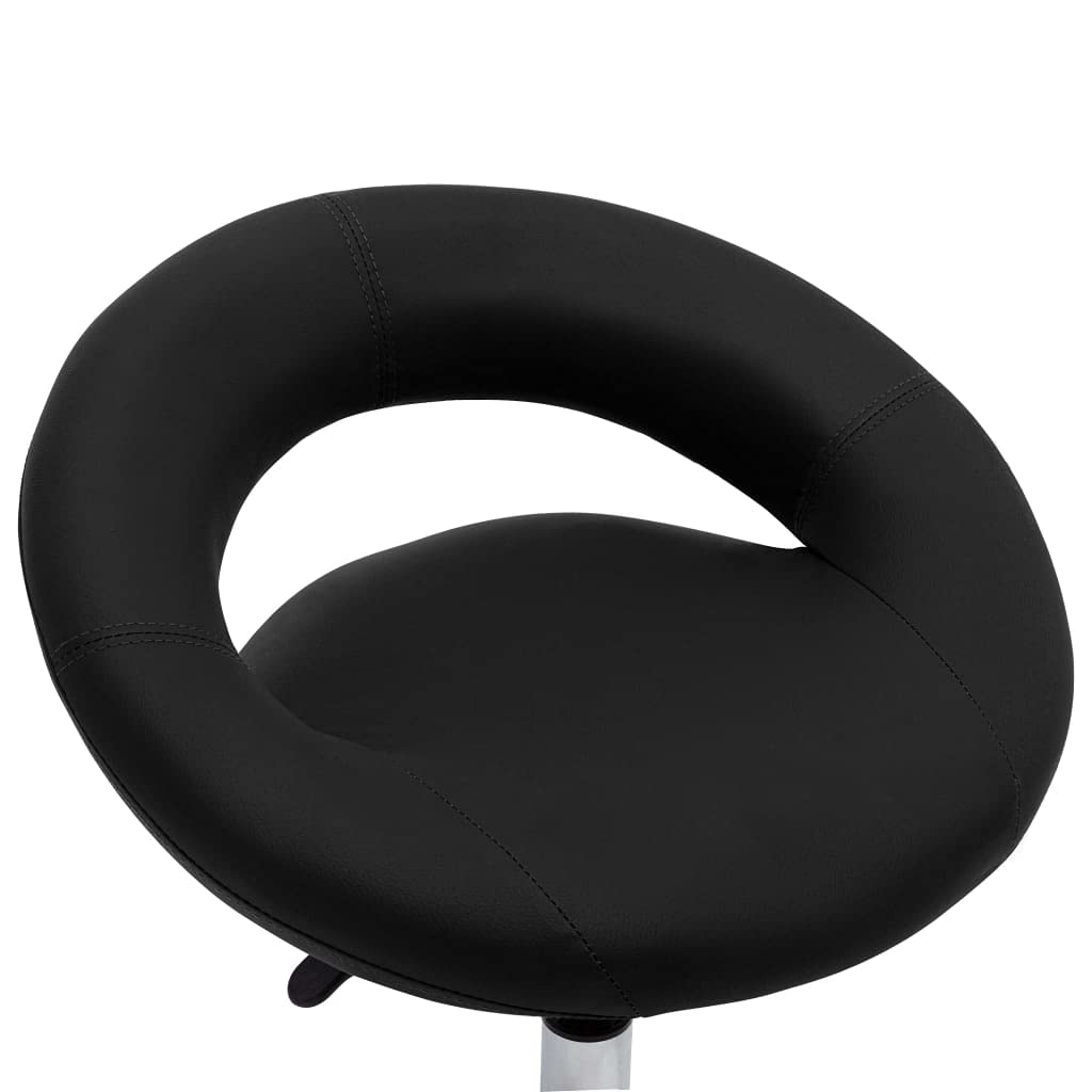 Taburete de trabajo con ruedas, color negro, con respaldo, taburete giratorio, altura ajustable, piel sintética, para salón, tatuaje, clínica, taburete de oficina, soporta hasta 110 kg