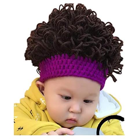 WeeH Kids Wig Hats Halloween Costume Cosplay Winter Kinnted Hat for Boy Girl (Purple) Cover