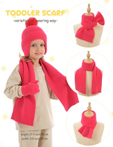 Toddler Hat and Gloves, Baby Beanie Scarf Neck Gaiter Mittens Sets for 0-6 6-12 Months 2t-4t, Kids Winter Hat with Ear Flaps3
