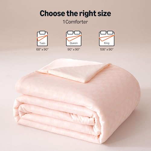 Image of Amazon Basics Cooling Comforter, Soft Lightweight Waffle Weave Blanket for Hot Sleepers, Summer & All Season Bedding to Keep Cool for Night Sweats, 90 inchx90 inch, Queen, Pink