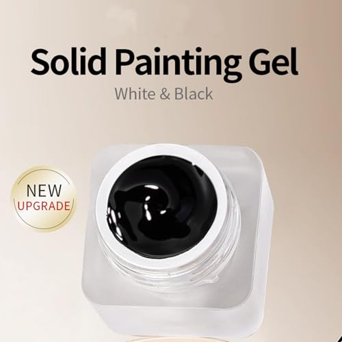 Gel de uñas blanco y negro 2 frascos con pincel miniatura 3