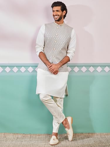 Image of VASTRAMAY Men's Embroidered Nehru Jacket - Festive Ethnic Waistcoat for Festive, Wedding, Party & Traditional Occasion Outfit