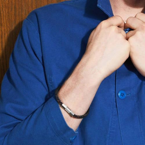 Fossil Herren Leder- oder Edelstahlarmband mit verstellbarem Verschluss – Ansicht 2
