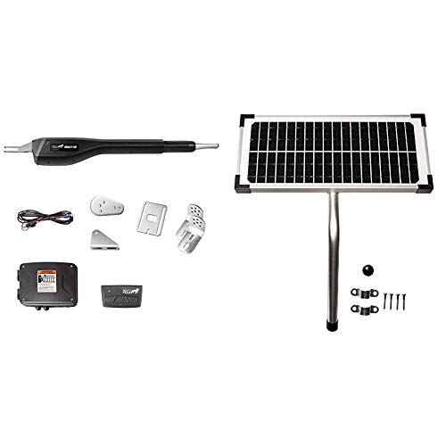 Mighty Mule MM371W Automatic Gate Opener (Smart), Single, Black & 10 Watt Solar Panel Kit (FM123) for Mighty Mule Automatic Gate Openers,Black Cell