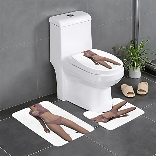 Badematten Set 3 Teilig,Toilettenmatte Set,3Er Badgarnitur Badezimmer Matte Set Dusch Bade Matte Vorleger Teppich 3D…