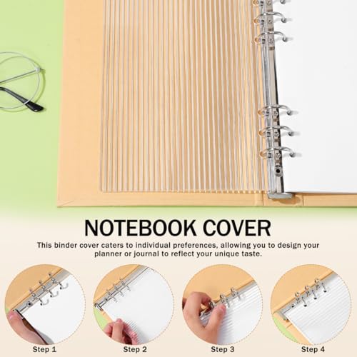 Image of Clear A5 Binder Cover, 6 Ring Transparent Acrylic Planner Protector Shell, Minimalist Refillable 6 Hole A5 Notebook Cover for Budget Binders, Journals & Office Planners (8.27 inch x 5.91 inch)