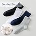 Kids Seamless Socks Boys Girls Cotton Athletic Socks 8-11 Years School Ankle Socks with Retro Stripes Black/White/Navy 6 Pack