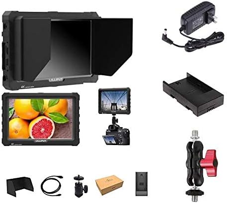 LILLIPUT 7 inch A7S-B Black 1920x1200 IPS On Camera Monitor with 4K HDMI Input Output Field Monitor for DSLR and Mirrorless Cameras with Free Gifts:Mini Magic Arm Mount + LP-E6 Plate+ 12V AC Adapter