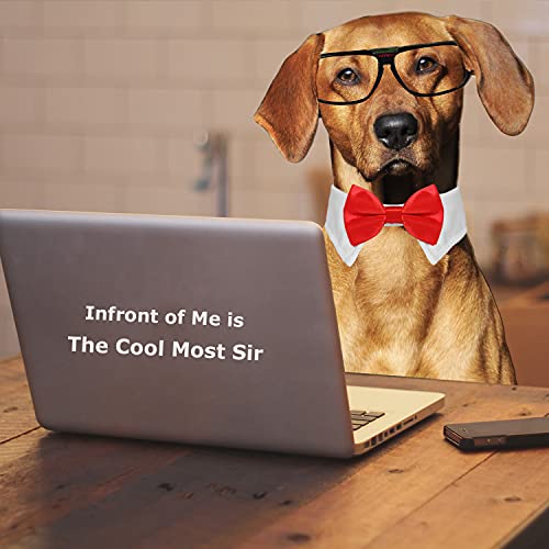 Image of Dog Bowtie, KOOLMOX Dog Bow Tie Handcrafted Adjustable Formal Pet Red Bowtie Collar Neck Bow for Dogs Medium to Large Boy Tuxedo Collar Pet Wedding Birthday Gift