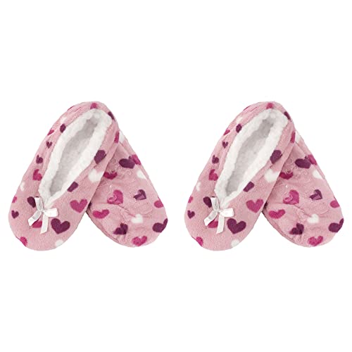 Image of BambooMN Women's Stripe Patterned Non-Slip Lined Travel Home Slippers - 2 Pairs