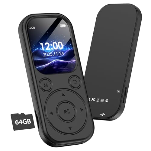 Qoosea MP3 Bluetooth 5.3 64GB - Lecteur MP3 avec Écran HD 2.01, Son HiFi, Haut-Parleur, 7h Autonomie, Extension 128GB, Radio FM, Enregistrement
