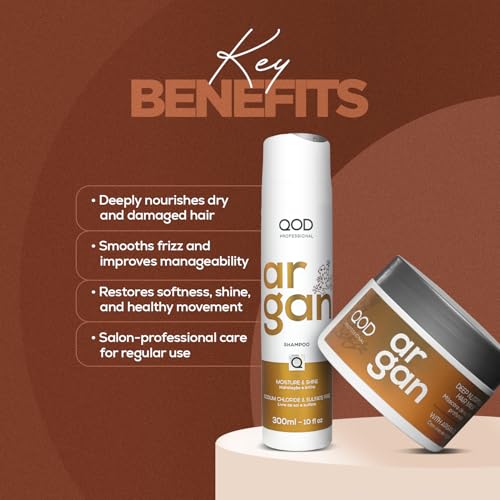 Image of QOD Professional Argan Shampoo & Hair Mask- 300ml (Combo of 2) | Sulphate free | Sodium Chloride free